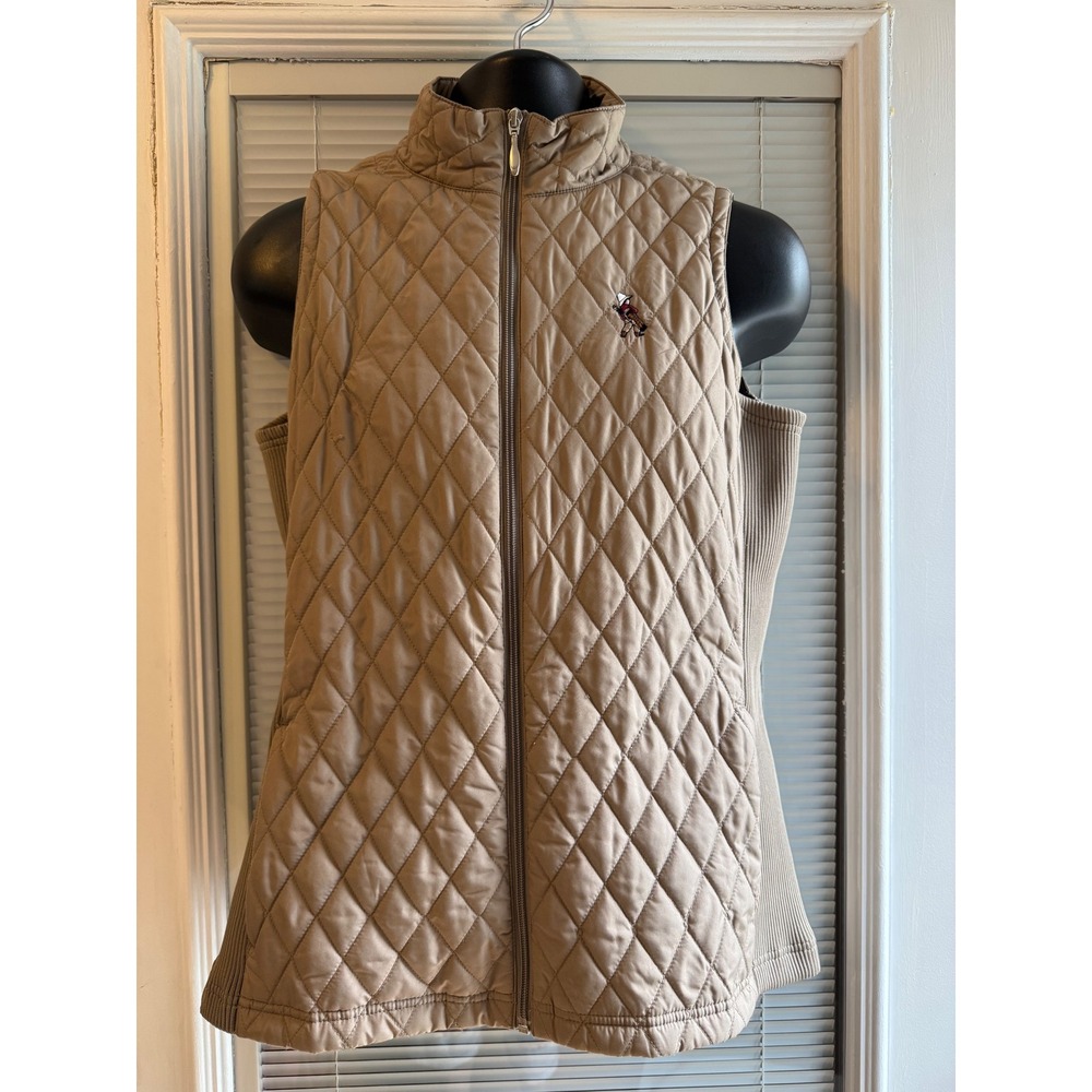 Straight Down Quilted Golf Vest Womens Small Tan Pinehurst Full Zip small